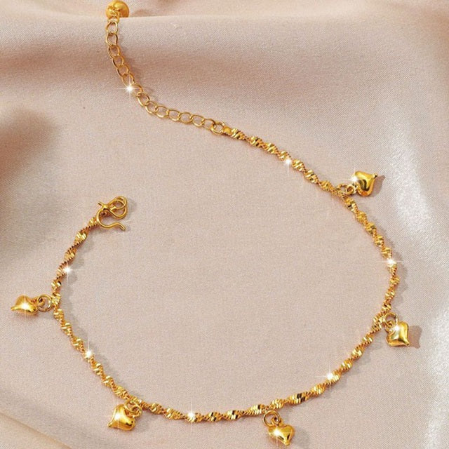 18K Gold Plated Heart Design Anklets
