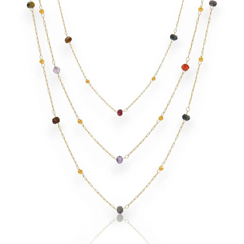 Layered semi- precious stone necklace