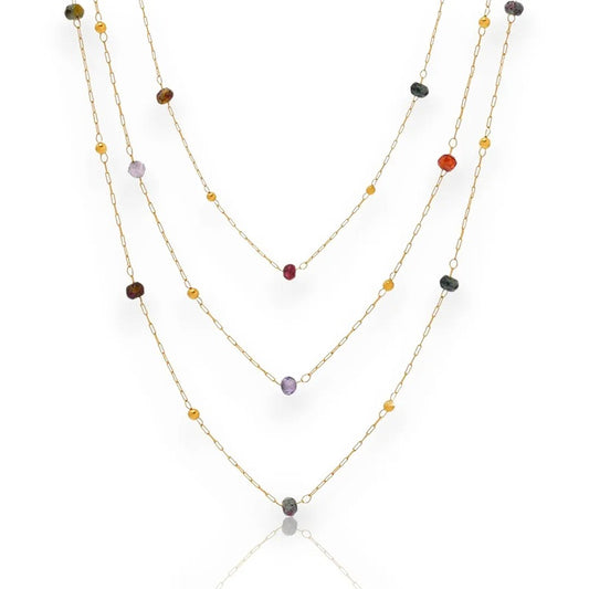 Layered semi- precious stone necklace